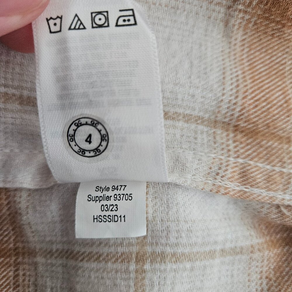 Aeropostale Long Sleeve Tan White Plaid Button-Down XS Shirt - Picture 8 of 8
